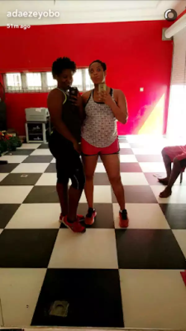 Pregnant Adaeze Yobo shows off her baby bump in new gym workout video (photos)